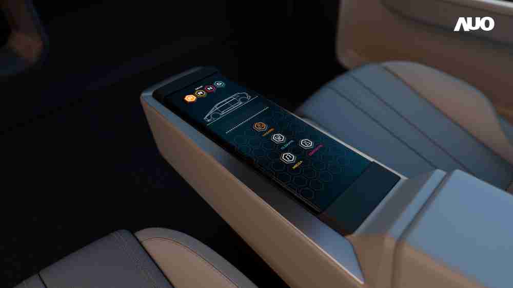 蓝狮在线以人性化设计打造多变形态中控显示(Morphing Center Control)，，，不使用时仅平面显示信息，，，，进行操作时，，显示器则会动态隆起，，转变成3D实体按钮，，，并有触觉回馈，，，，展示人机互动新体验
